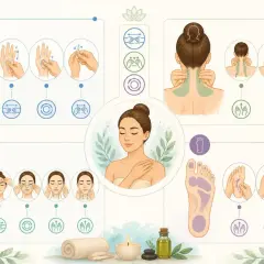 Guide d'auto-massage pour le visage, les mains, le cou et les pieds. Une belle idée massage pour se détendre et prendre soin de soi.