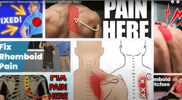 Douleur interscapulaire, symptôme de déchirure du muscle rhomboïde. Visualisation de la douleur et des solutions.