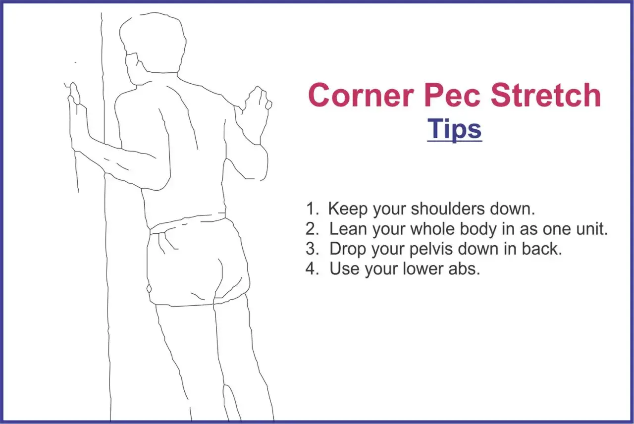 Étirement d'angle pectoral pour soulager une contracture. Conseils pour un étirement efficace.
