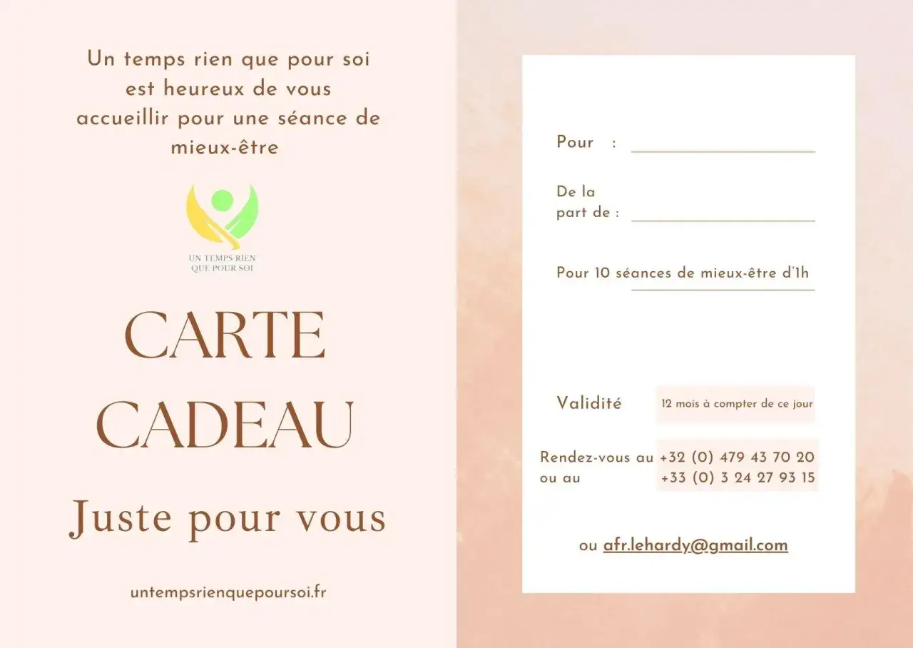 Carte cadeau pour 10 s&eacute;ances de mieux-&ecirc;tre, id&eacute;ale pour un abonnement massage. Offrez un moment de d&eacute;tente.